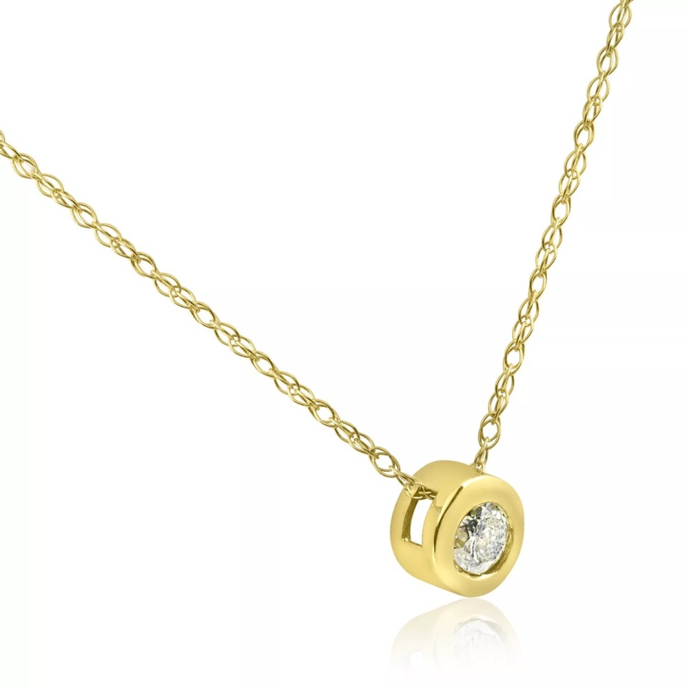 1/3CT Natural Bezel Solitaire 14K Gold Pendant - Picture 2 of 2